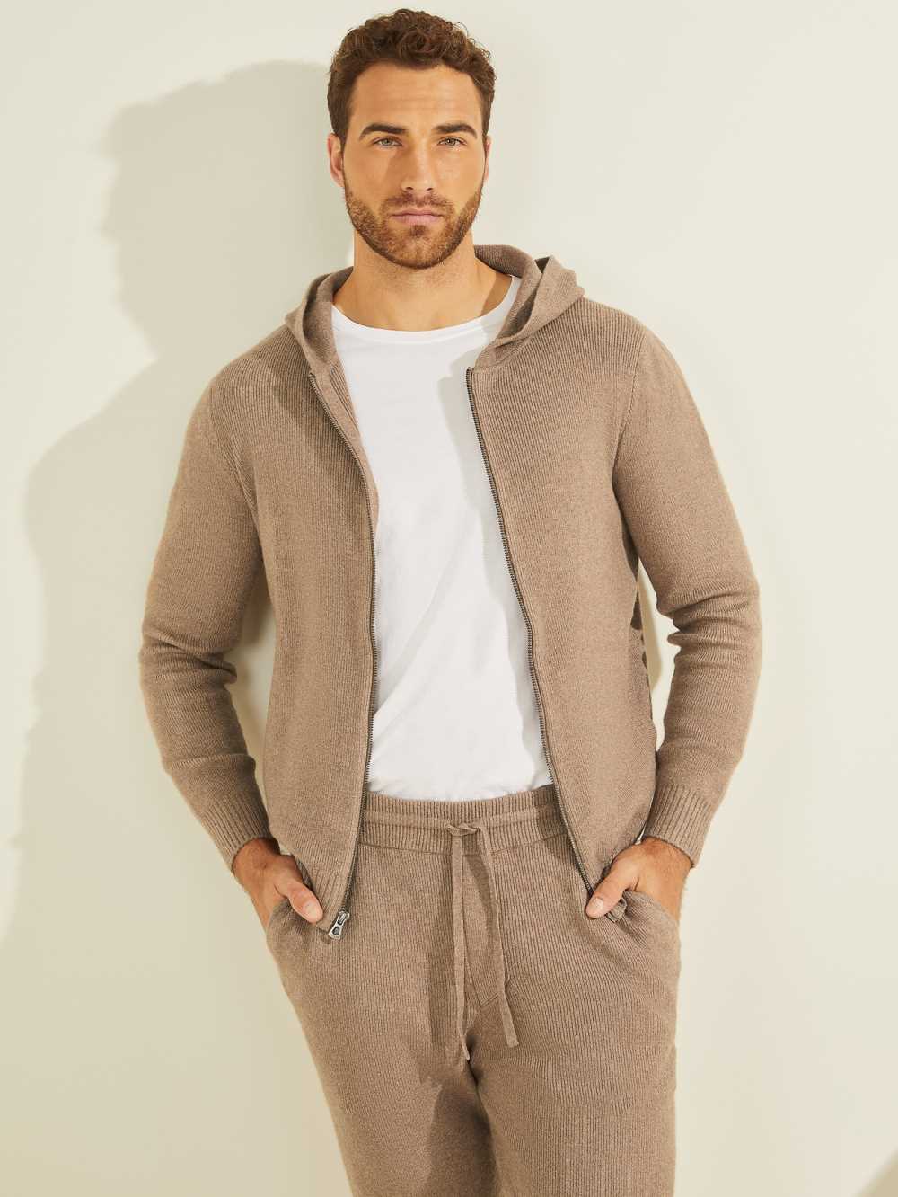 Grey Multicolor Men\'s Guess Esmere Wool-Blend Zip Hoodie Australia Sale | 672DENIJO