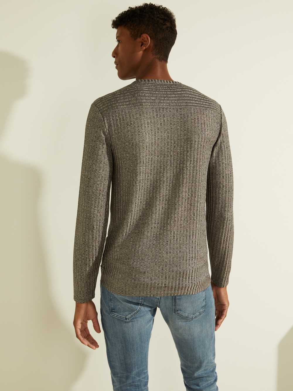 Grey Multicolor Men's Guess Warehouse Long-Sleeve Henley T-shirt Australia Sale | 390TZKVYR