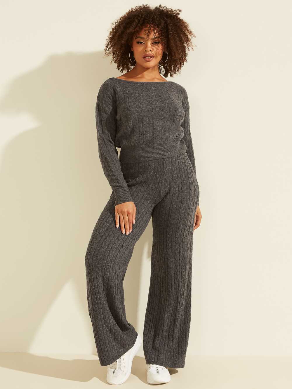 Grey Multicolor Women's Guess Tamara Wide-Leg Cable Pants Australia Sale | 095AZHYEI