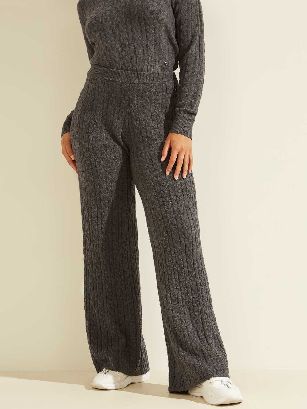 Grey Multicolor Women\'s Guess Tamara Wide-Leg Cable Pants Australia Sale | 095AZHYEI