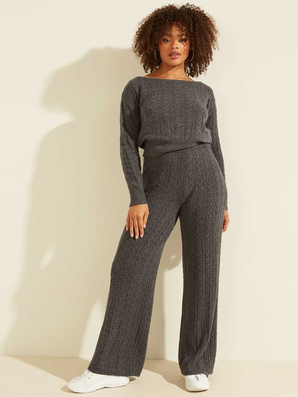 Grey Multicolor Women's Guess Tanya Cable Knit Sweaters Australia Sale | 583XNCDQJ
