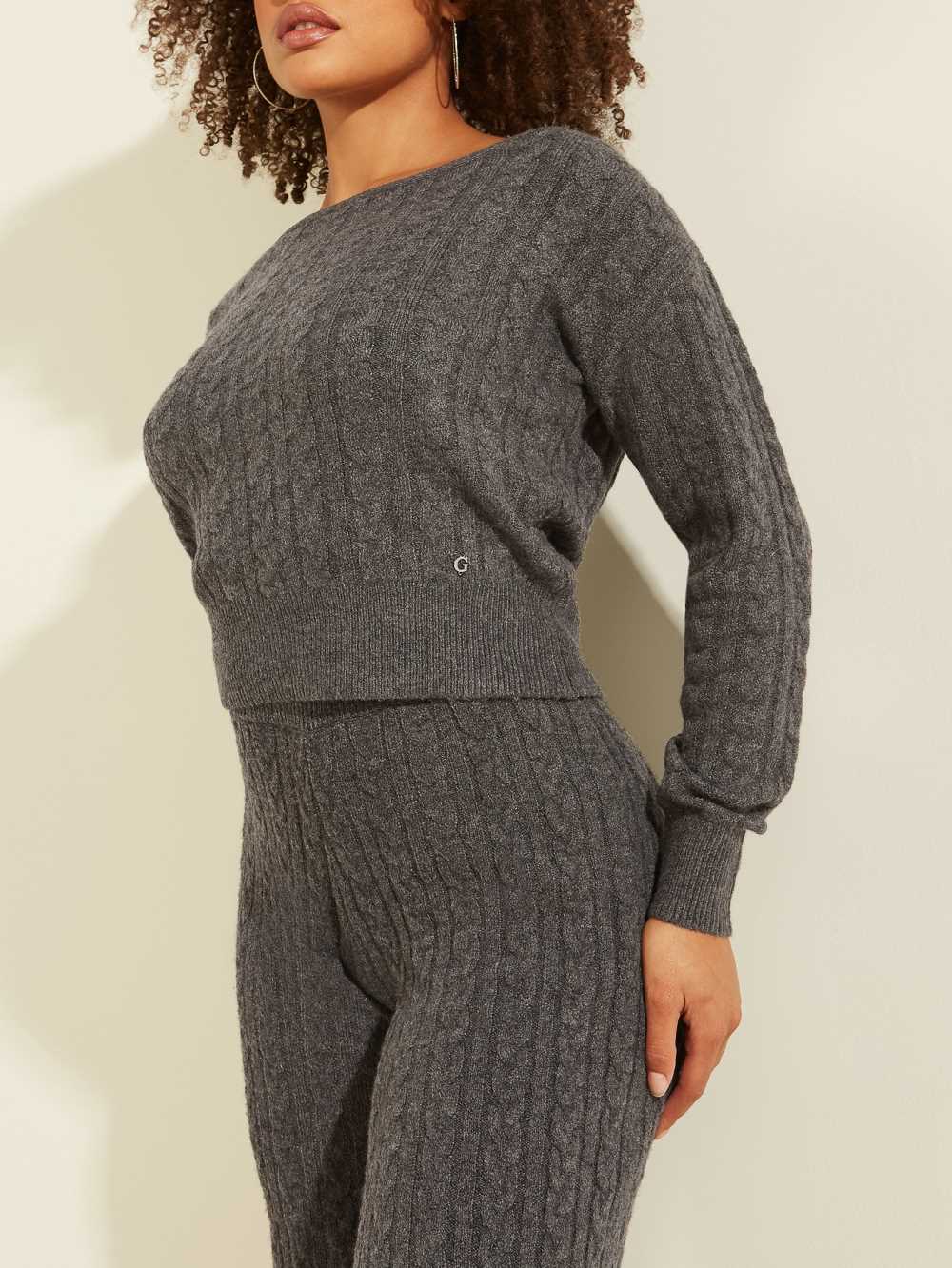 Grey Multicolor Women's Guess Tanya Cable Knit Sweaters Australia Sale | 583XNCDQJ
