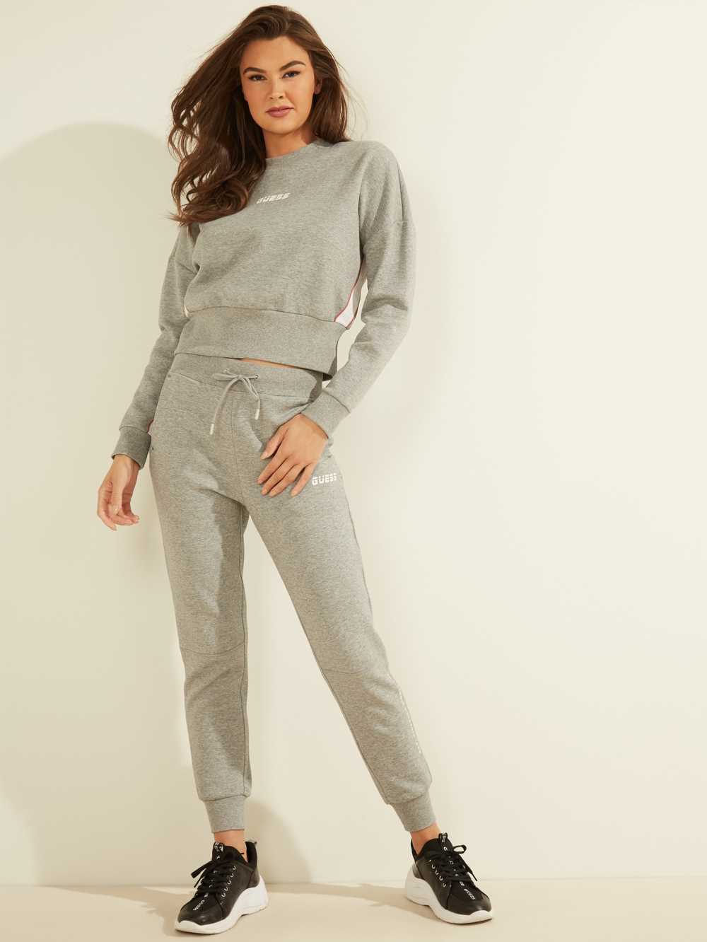 Grey Women's Guess Logo Tape Mock-Neck Sweatshirt Australia Sale | 708TAEQKL