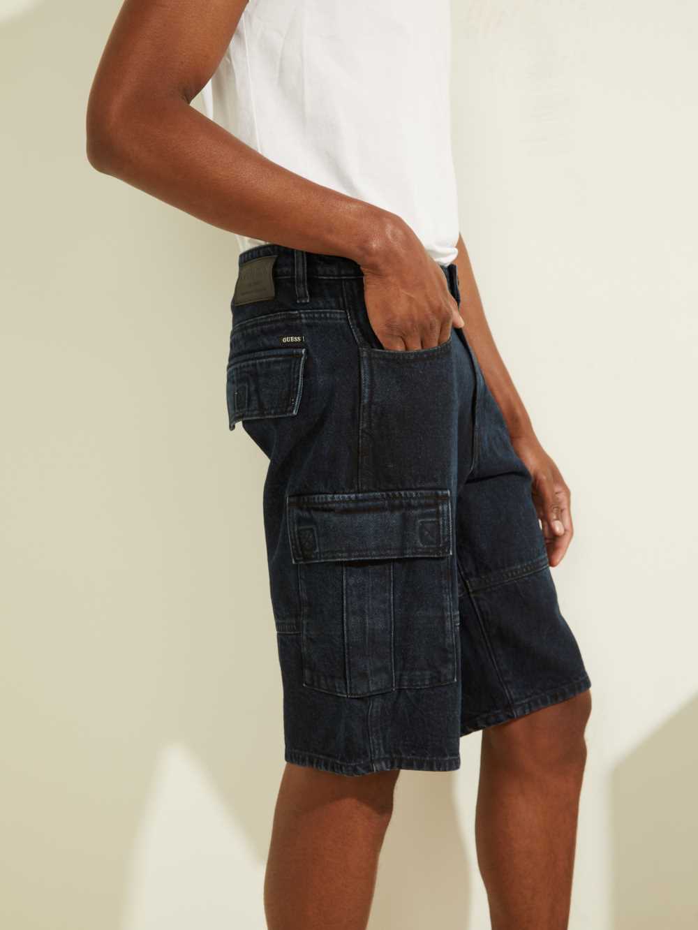 Indigo Men's Guess Denim Cargo Shorts Australia Sale | 761KUMGJE