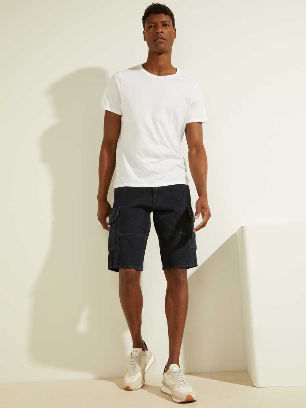 Indigo Men's Guess Denim Cargo Shorts Australia Sale | 761KUMGJE
