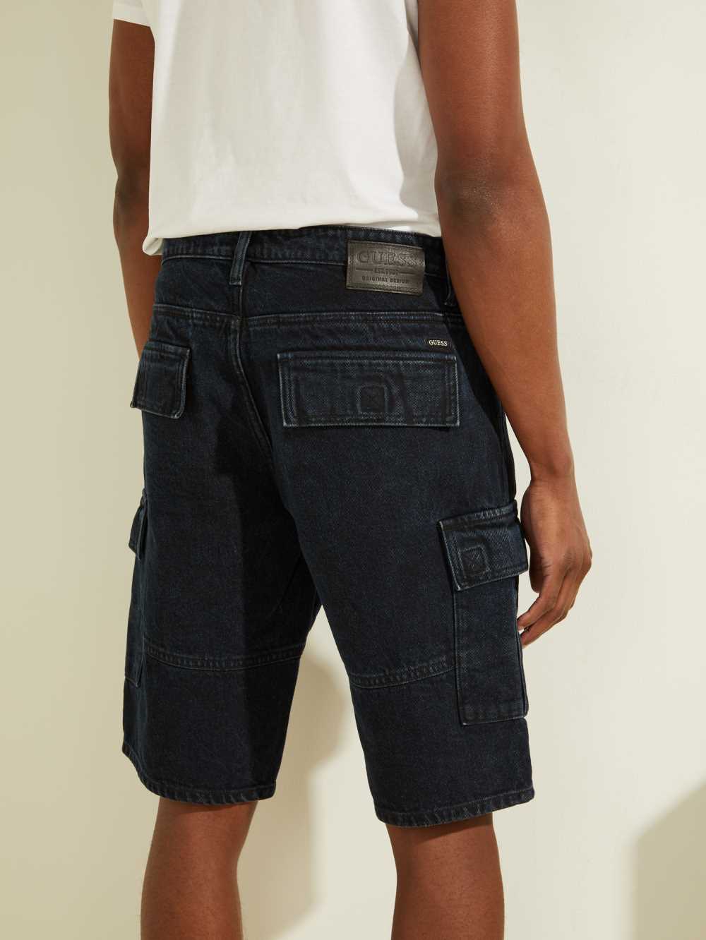 Indigo Men's Guess Denim Cargo Shorts Australia Sale | 761KUMGJE
