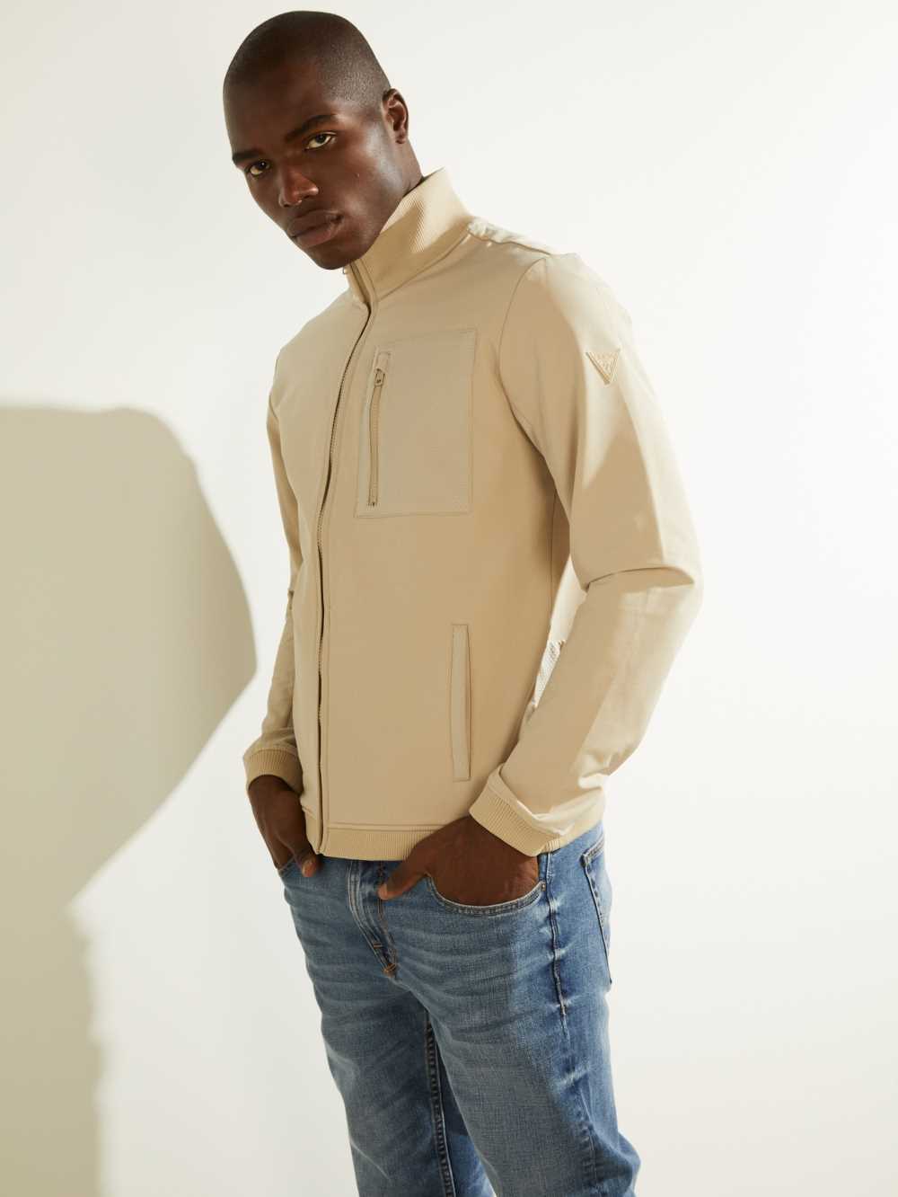 Khaki Men's Guess Explorer Zip-Up Jackets Australia Sale | 187ROJQZV