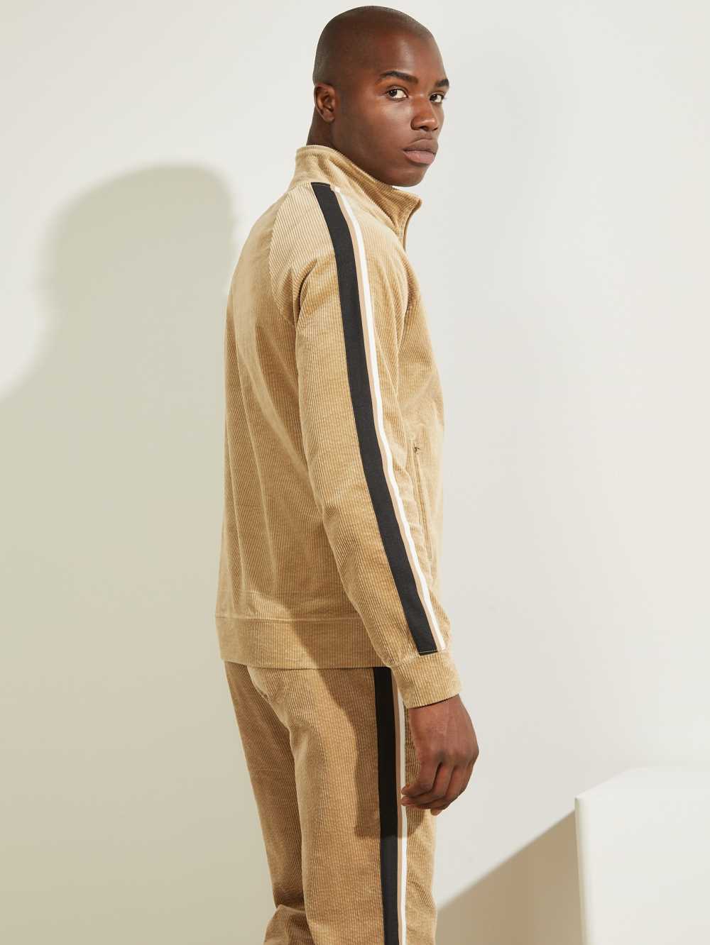 Khaki Men's Guess Myron Corduroy Zip-Up Jackets Australia Sale | 910UCTXIR