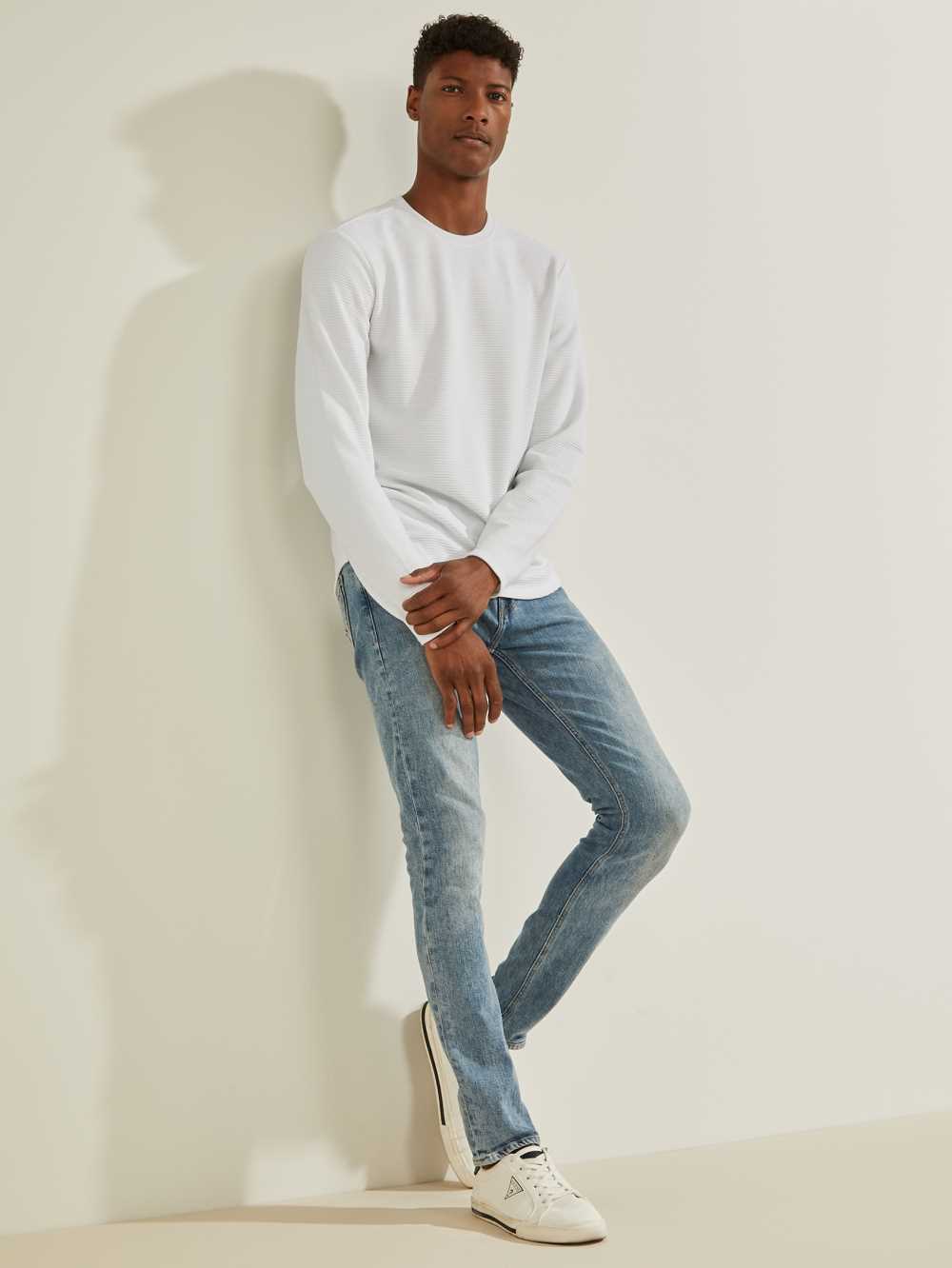 Light Blue Men's Guess Eco Skinny Jeans Australia Sale | 138MHRENO