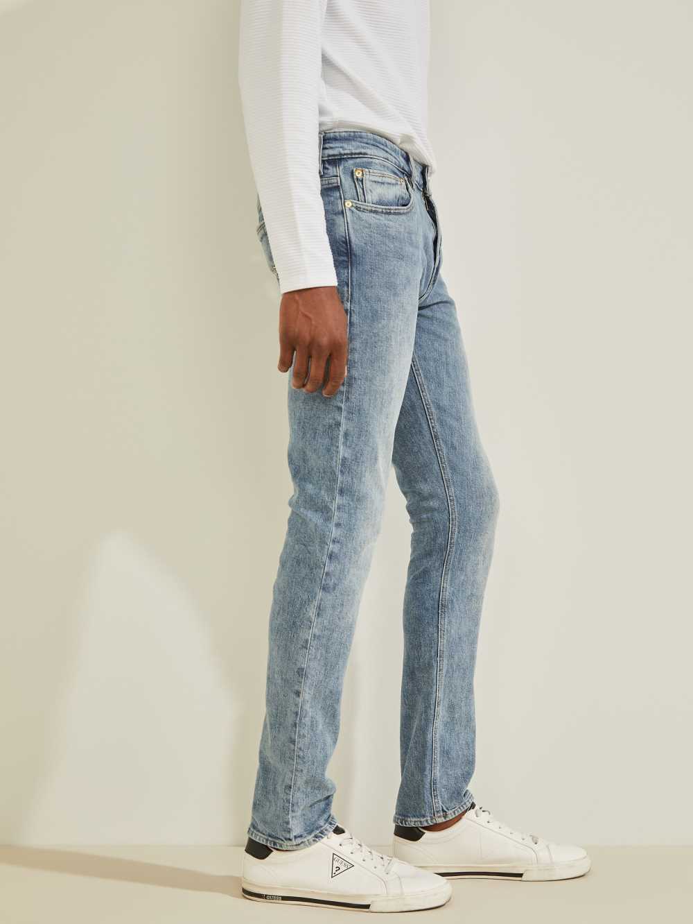 Light Blue Men's Guess Eco Skinny Jeans Australia Sale | 138MHRENO