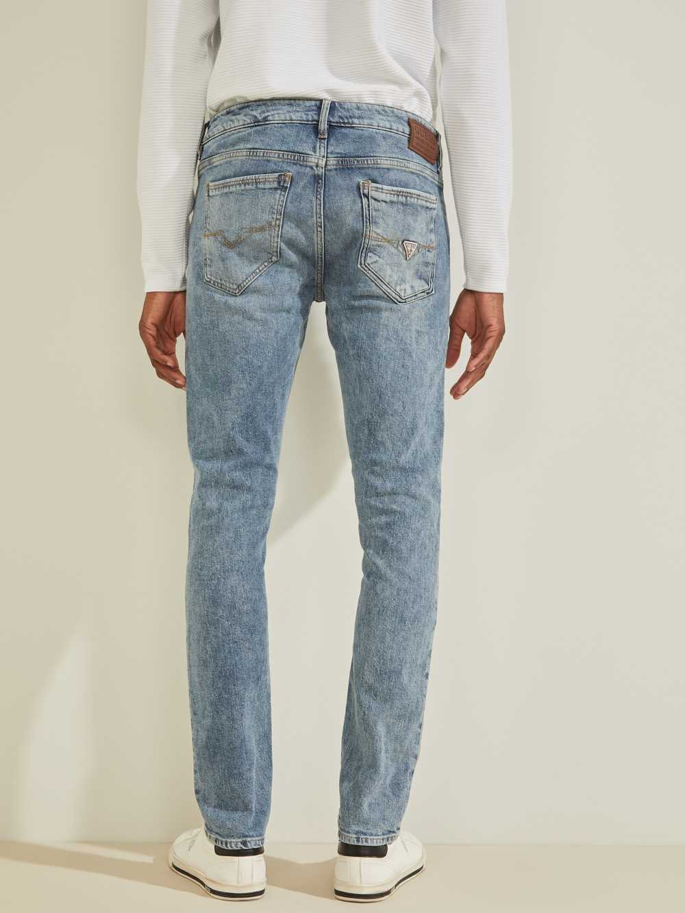 Light Blue Men's Guess Eco Skinny Jeans Australia Sale | 138MHRENO