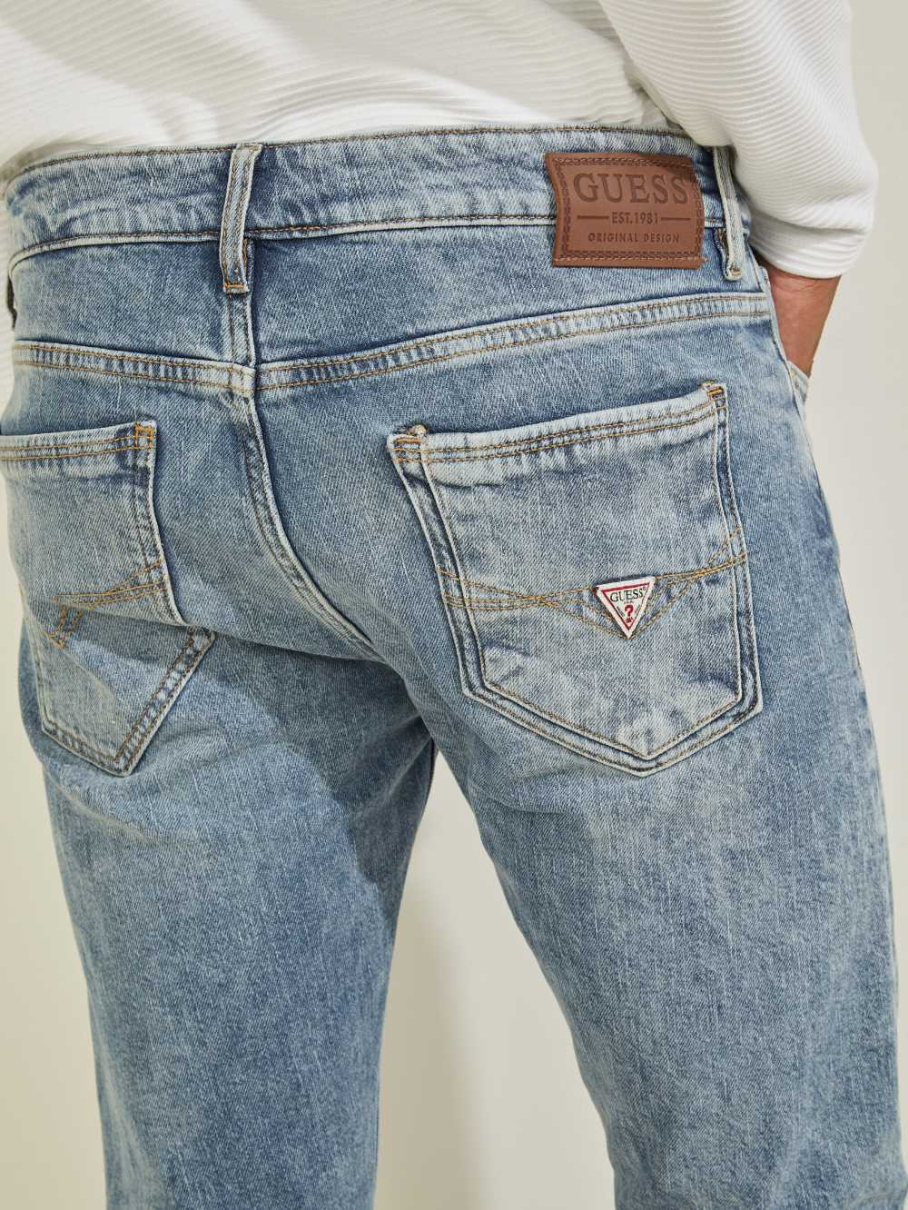 Light Blue Men's Guess Eco Skinny Jeans Australia Sale | 138MHRENO