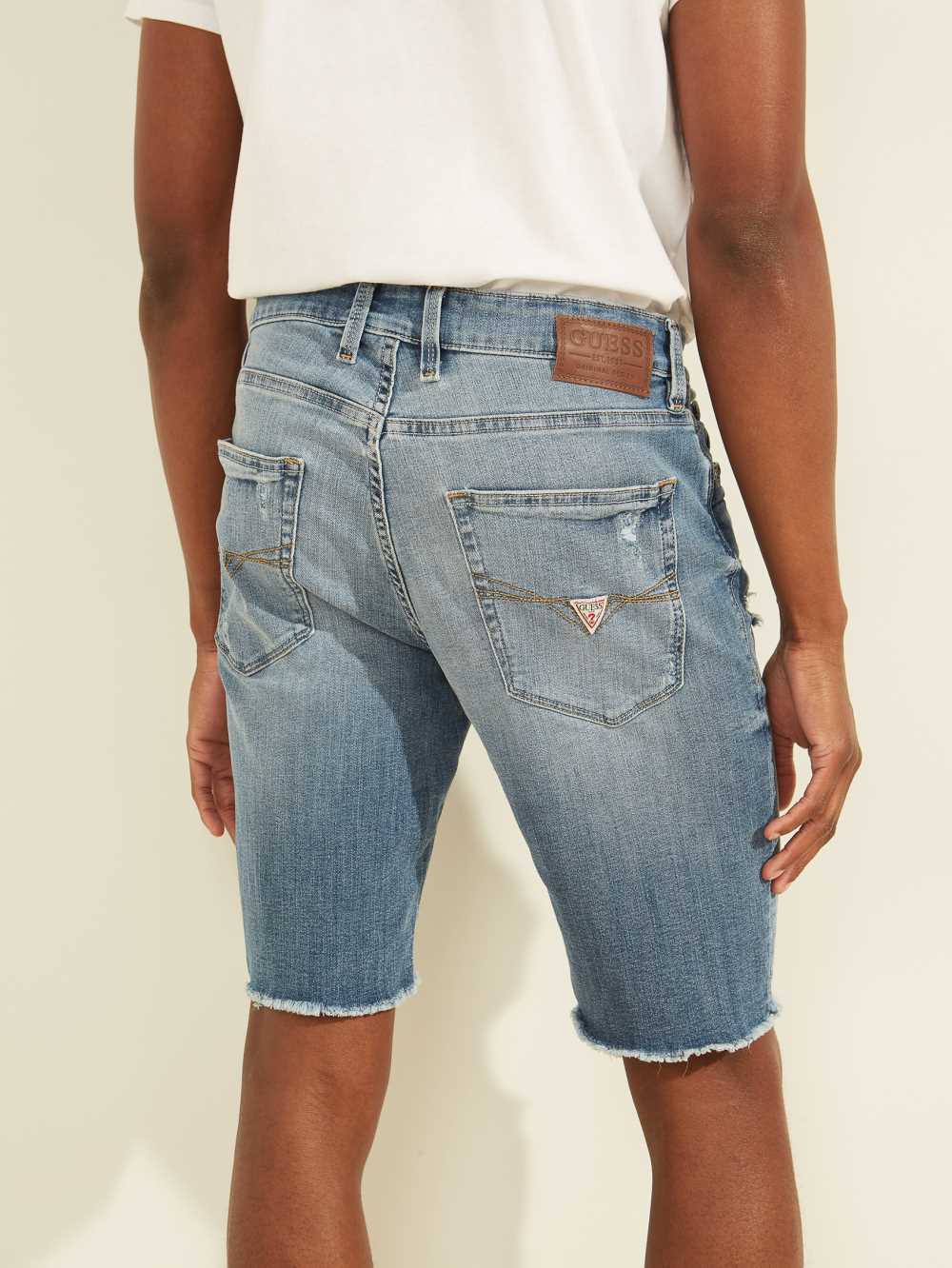 Light Blue Men's Guess Slim Denim Shorts Australia Sale | 251KXEDAG