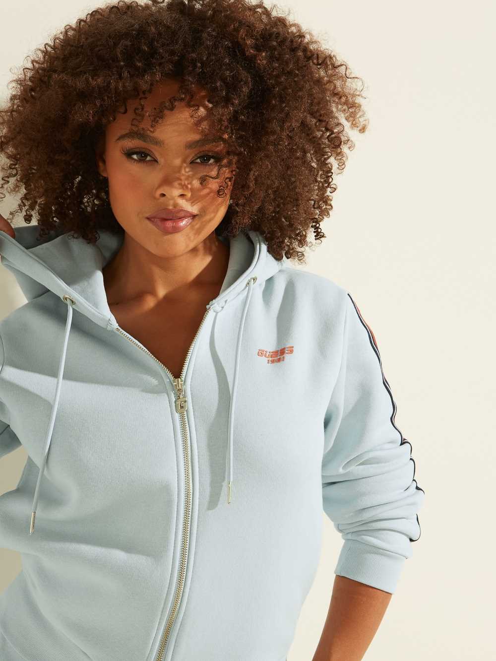 Light Blue Women's Guess Eco Abigal Zip-Up Jackets Australia Sale | 341LHOGFK