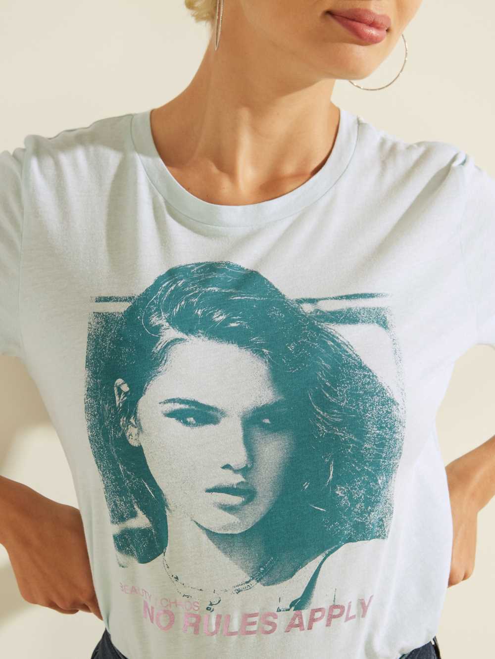 Light Blue Women's Guess Eco No Rules Easy T-shirt Australia Sale | 507IZSPUM