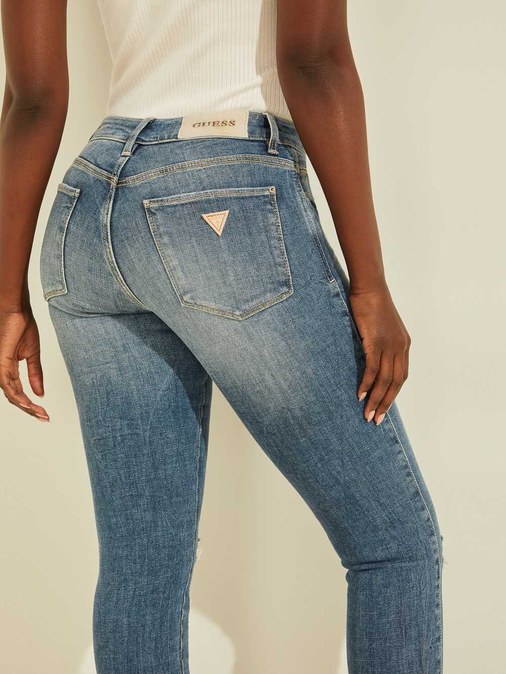 Light Blue Women's Guess Eco Sexy Curve Destroyed Jeans Australia Sale | 291PEABXF