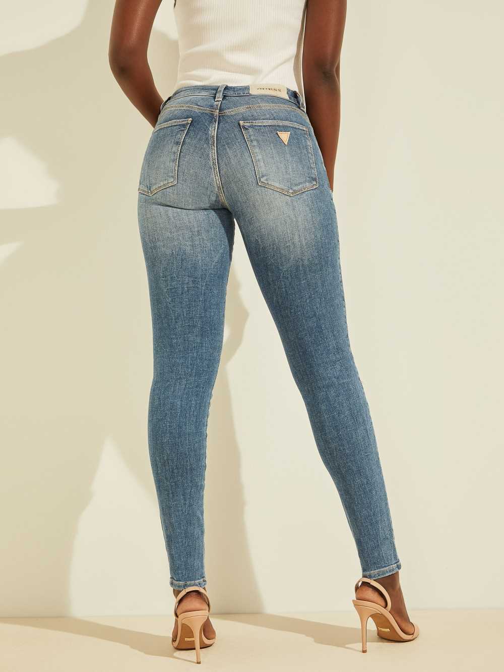 Light Blue Women's Guess Eco Sexy Curve Destroyed Jeans Australia Sale | 291PEABXF