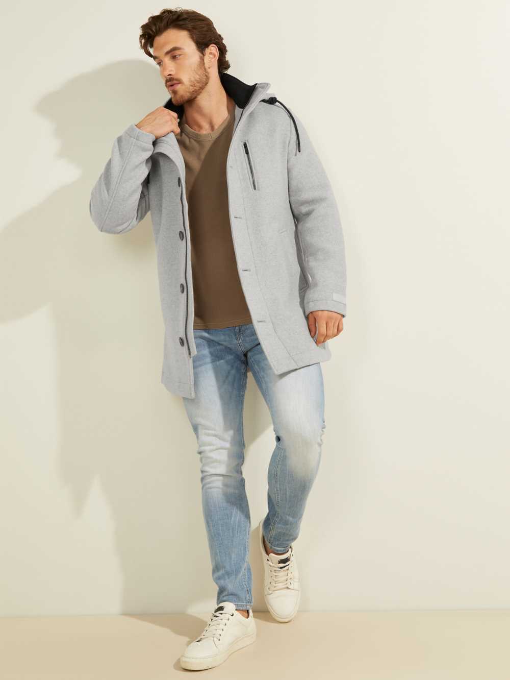Light Grey Men's Guess Urban Wool-Blend Coats Australia Sale | 234WTKBRX