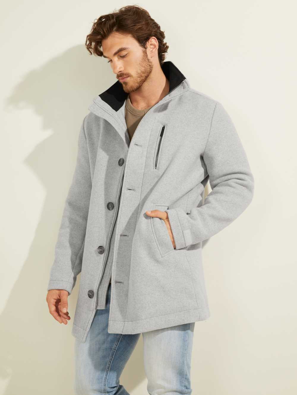 Light Grey Men's Guess Urban Wool-Blend Coats Australia Sale | 234WTKBRX