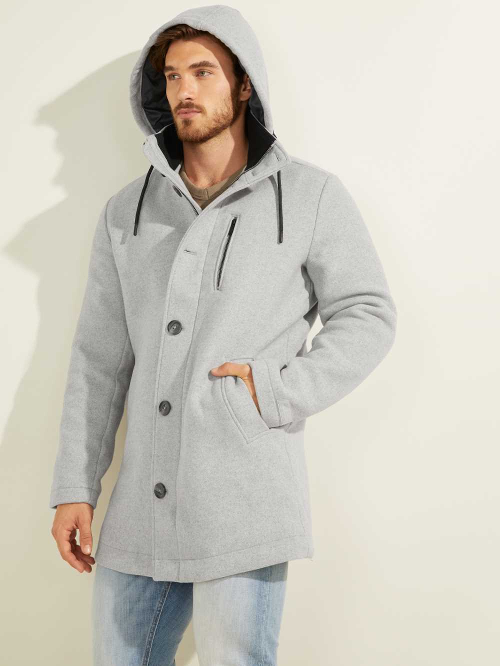 Light Grey Men's Guess Urban Wool-Blend Coats Australia Sale | 234WTKBRX