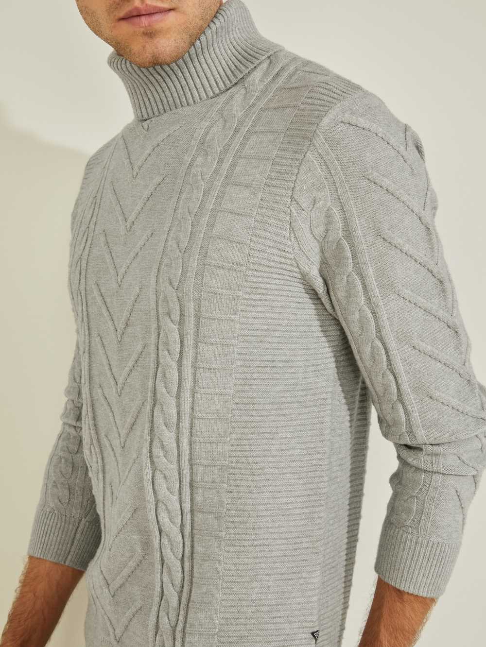 Light Grey Multicolor Men's Guess Liam Mixed Cable Turtleneck Sweaters Australia Sale | 752OXFEDQ