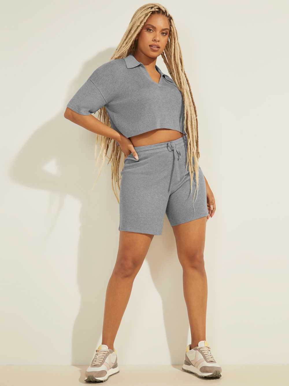 Light Grey Multicolor Women's Guess Charli Oversized Polo Sweaters Australia Sale | 578CYILDK