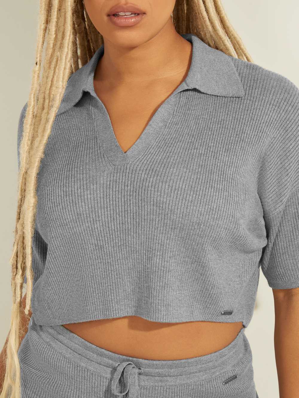 Light Grey Multicolor Women's Guess Charli Oversized Polo Sweaters Australia Sale | 578CYILDK