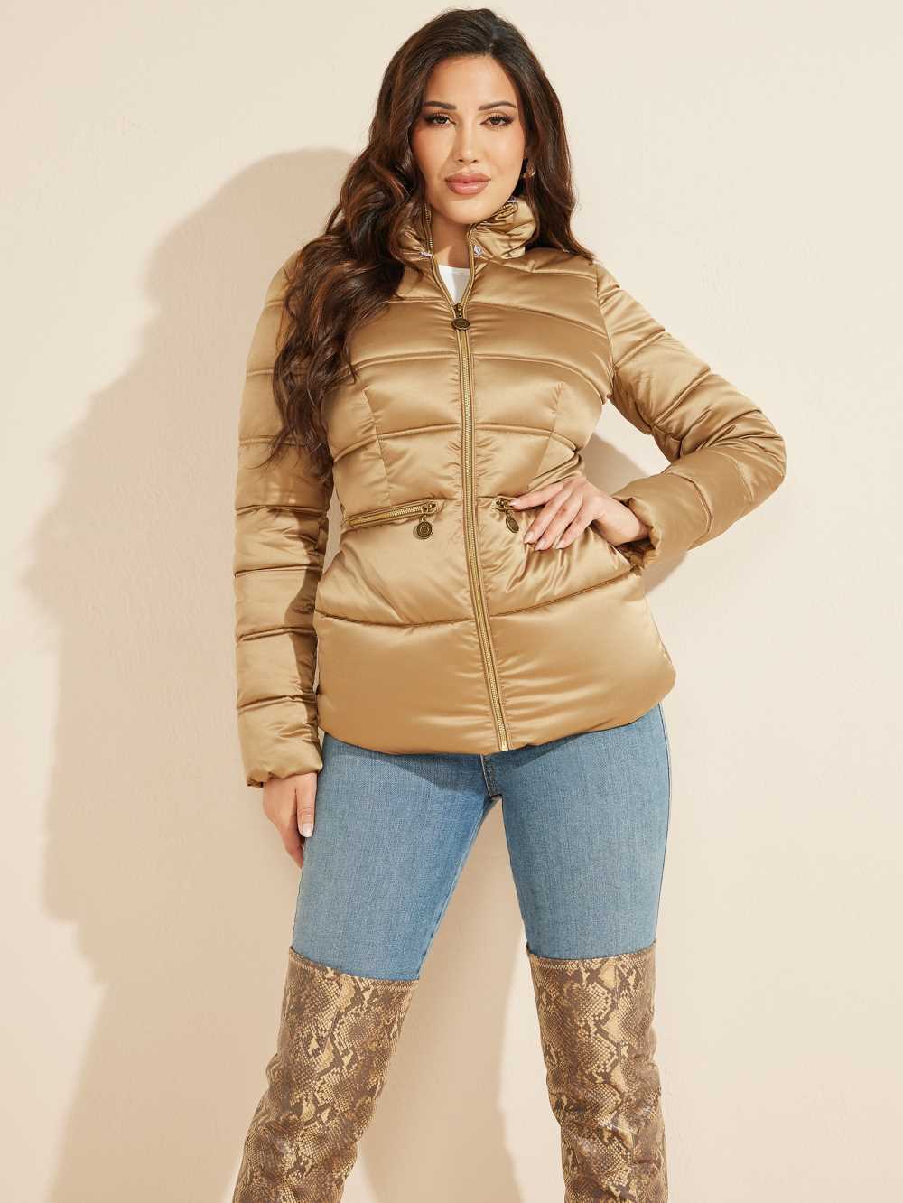 Light Multicolor Women's Guess Allie Puffer Jackets Australia Sale | 108LPIBAM