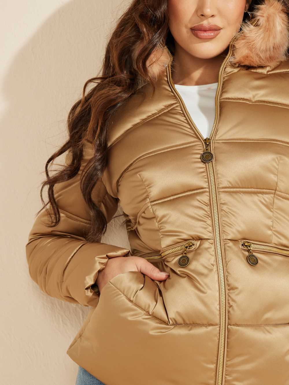 Light Multicolor Women's Guess Allie Puffer Jackets Australia Sale | 108LPIBAM