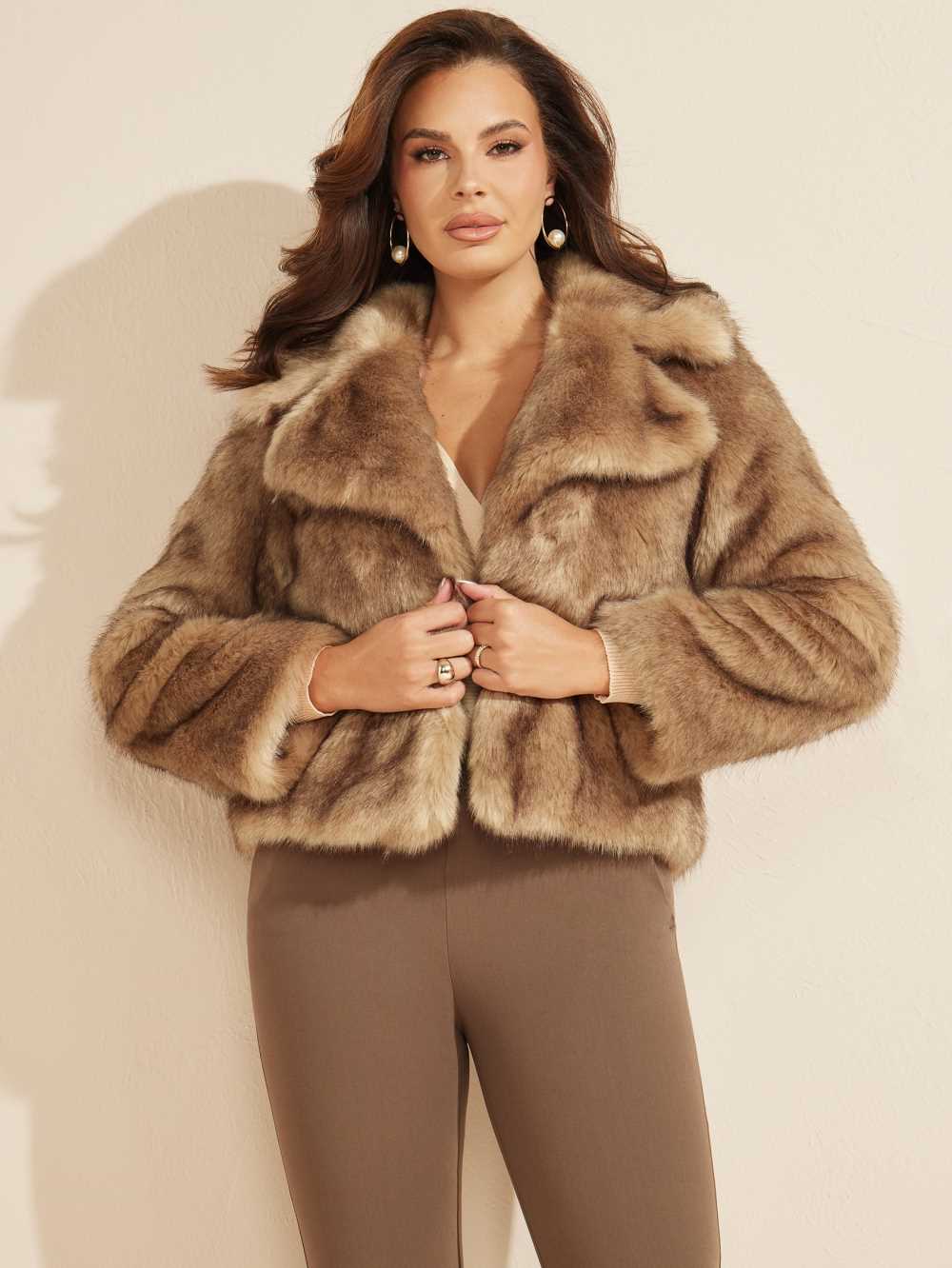 Light Multicolor Women\'s Guess Gwenda Faux-Fur Jackets Australia Sale | 987EWGFYK