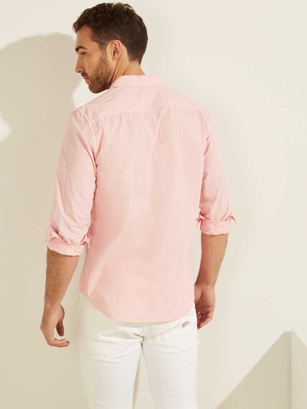 Light Pink Multicolor Men's Guess Laguna Washed Shirts Australia Sale | 213MOICZR