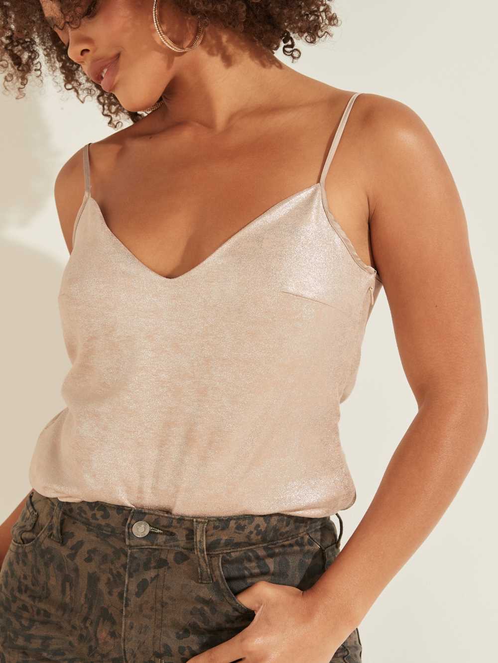 Light Rose Gold Women's Guess Fabiola Faux-Suede Camisole Tops Australia Sale | 052IRQGDS