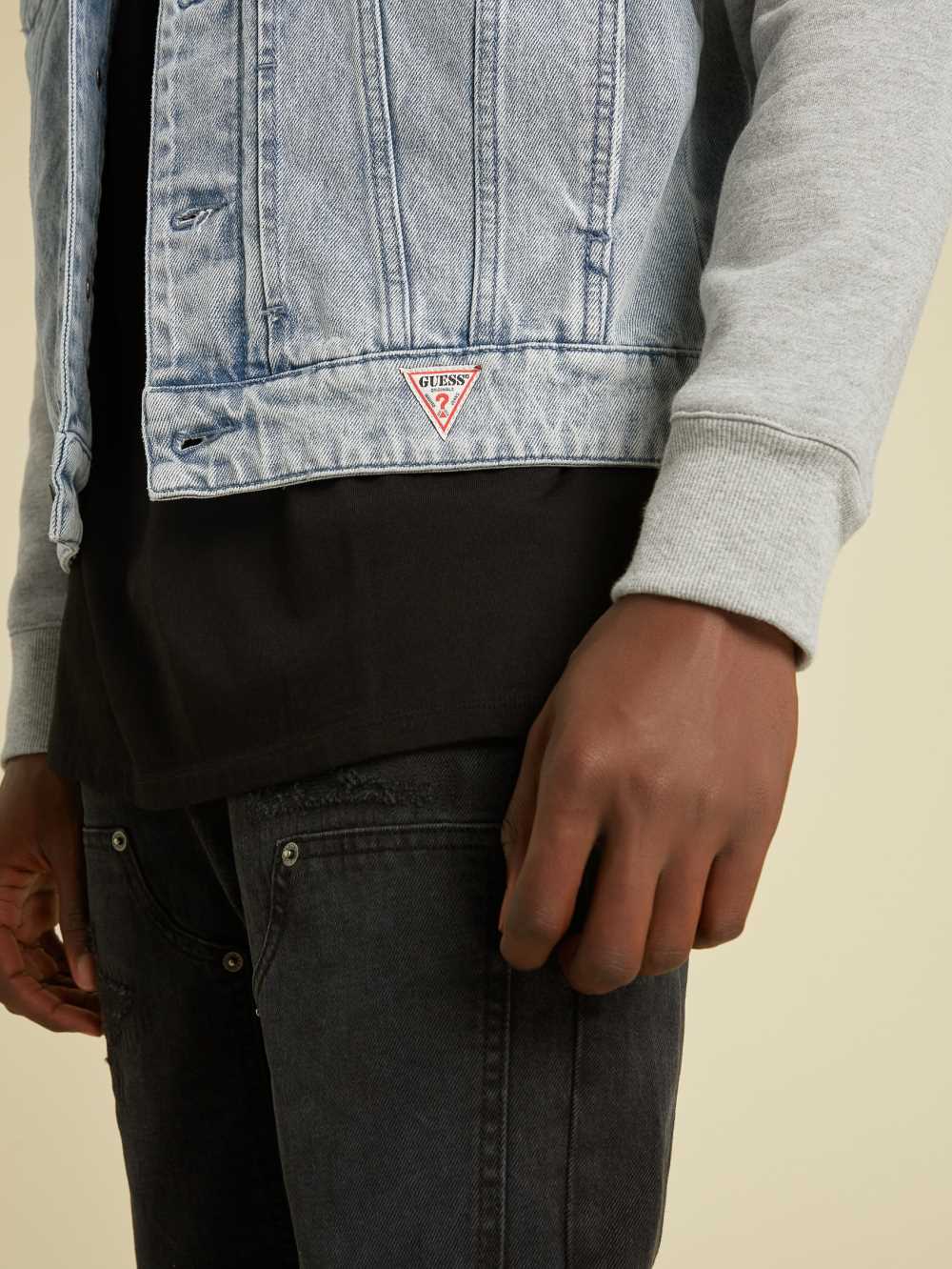 Light Wash Men's Guess Originals Hooded Denim Jackets Australia Sale | 270RZAWXQ