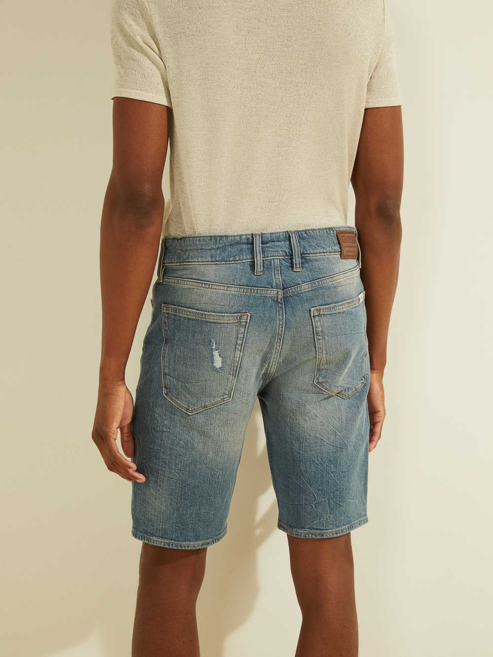 Light Wash Men's Guess Slim Denim Shorts Australia Sale | 903SIKCYJ