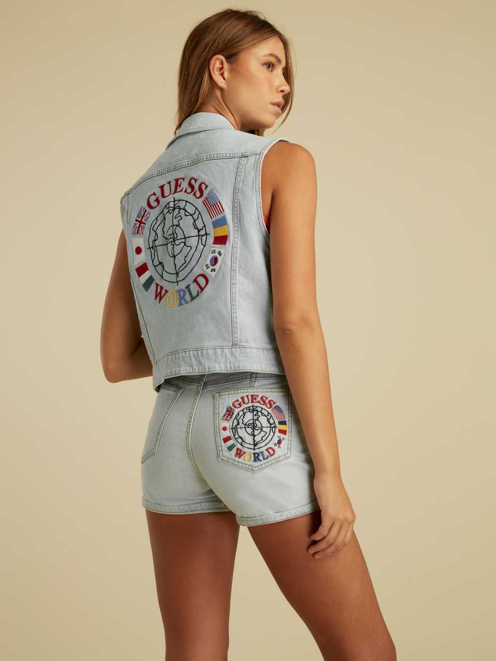 Light Wash Women\'s Guess Summer Games Denim Vest Australia Sale | 672PFJDAM