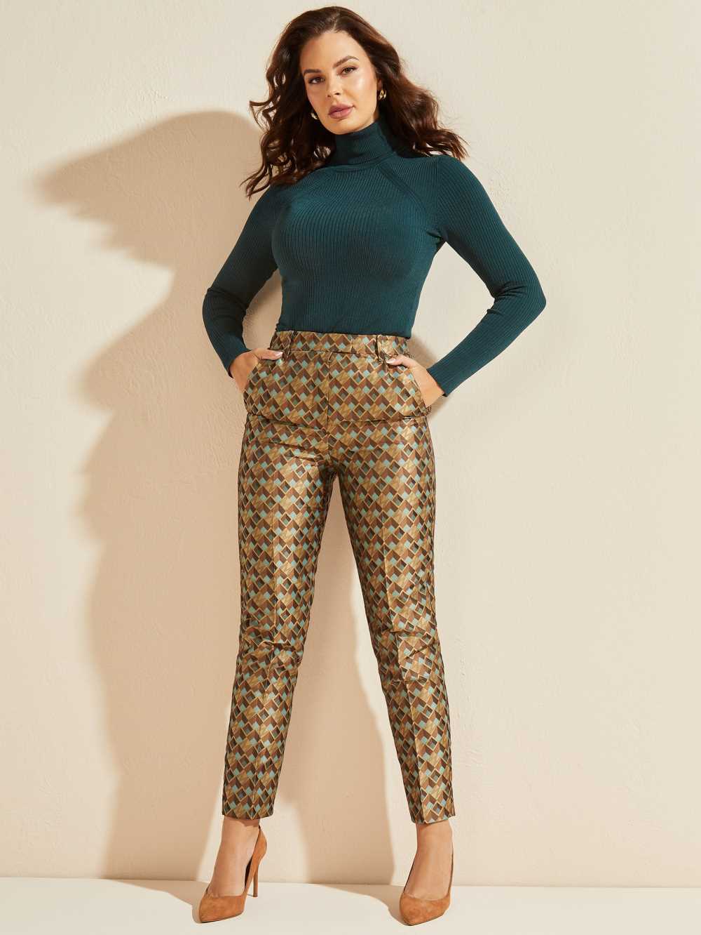 Multicolor Gold Women's Guess Geometric Logo Pants Australia Sale | 934CDJHBO