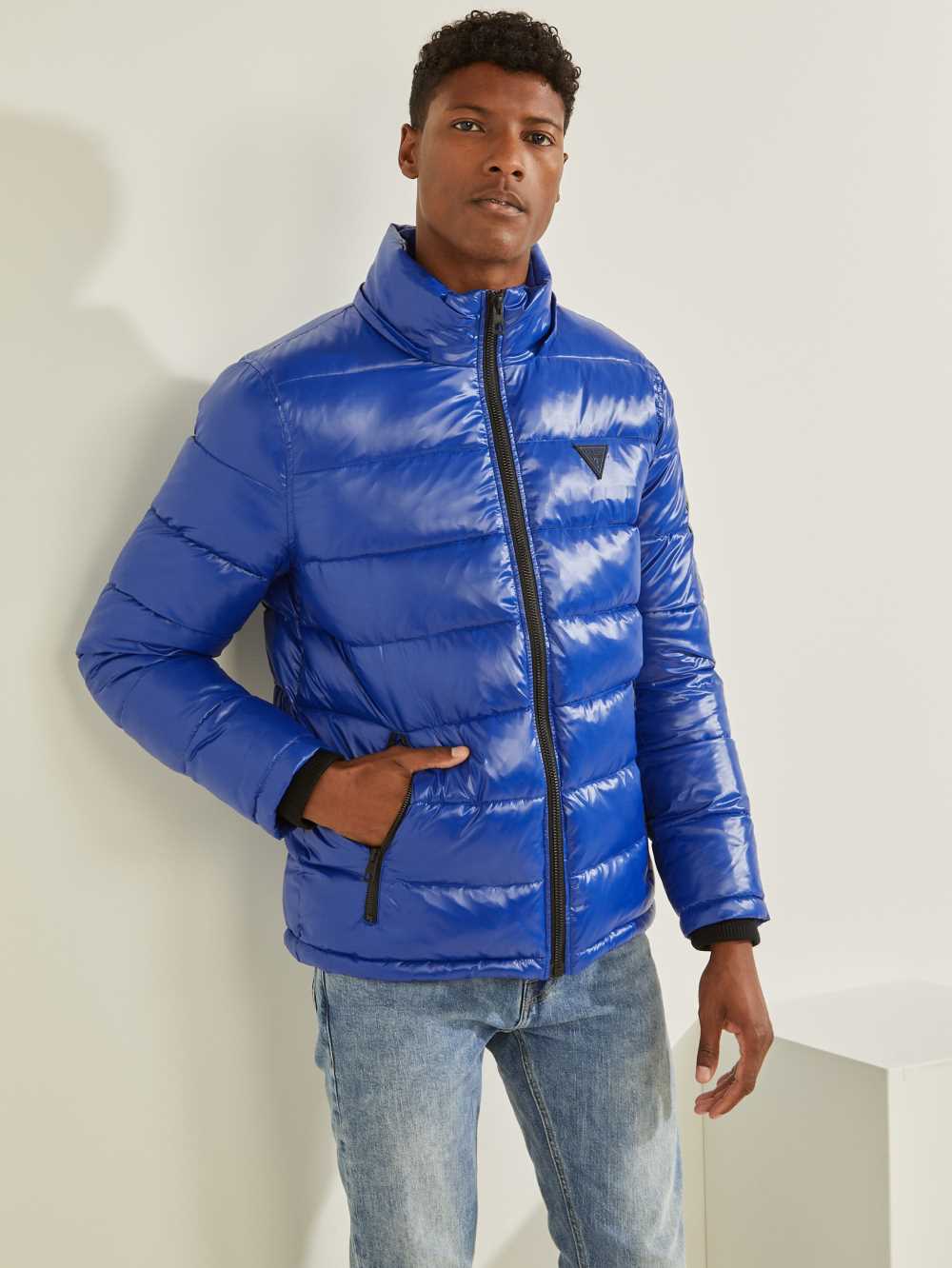 Multicolor Men's Guess Anthony Logo Puffer Jackets Australia Sale | 507YLUCND