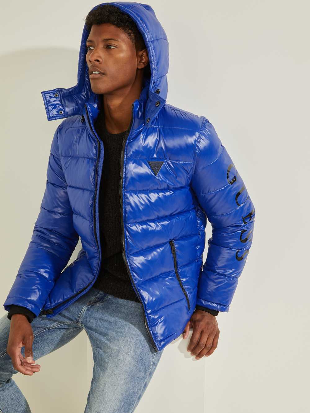 Multicolor Men\'s Guess Anthony Logo Puffer Jackets Australia Sale | 507YLUCND