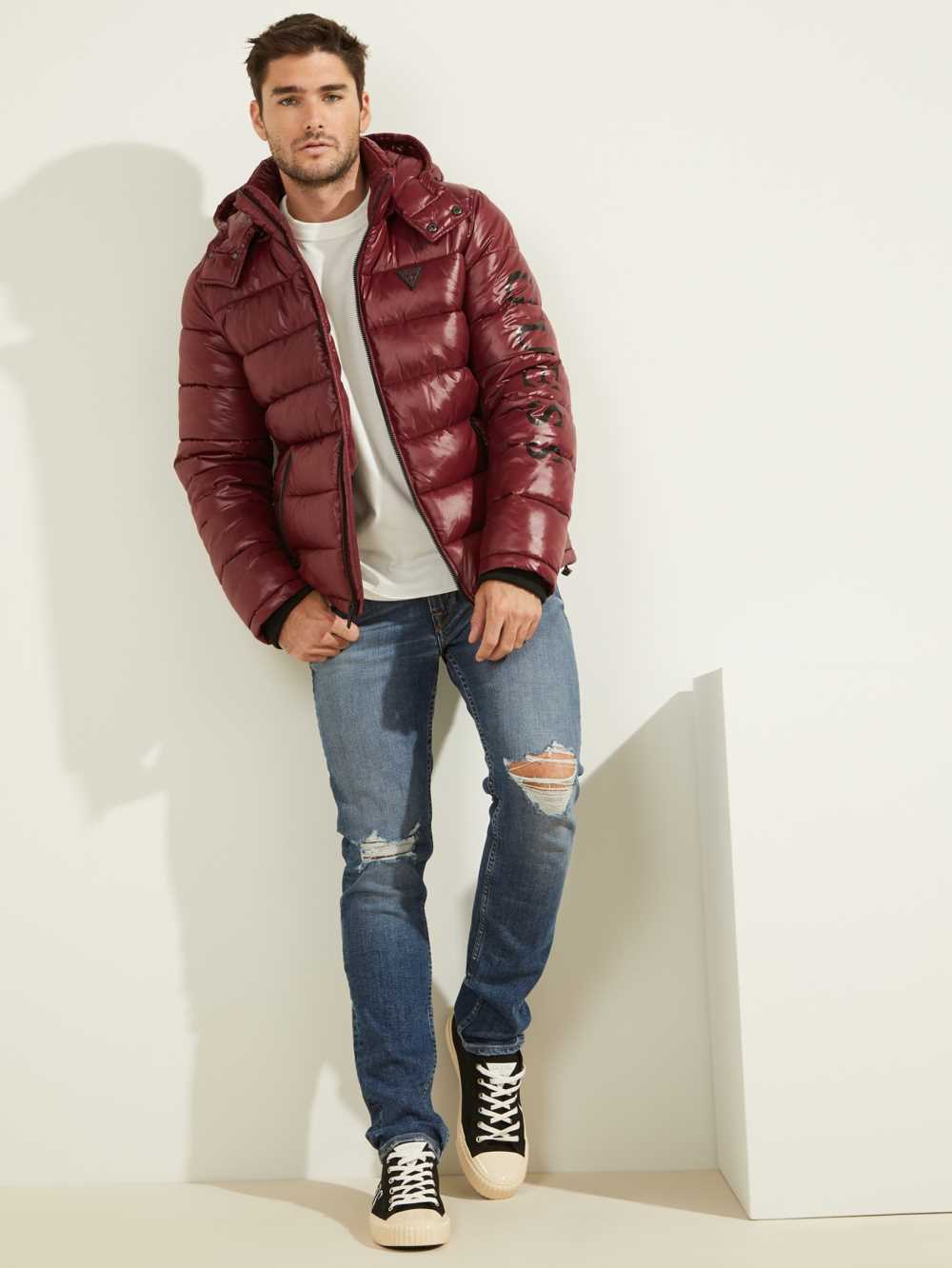 Multicolor Men's Guess Anthony Logo Puffer Jackets Australia Sale | 975CLYPMW