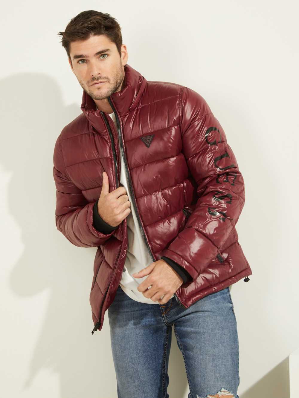Multicolor Men's Guess Anthony Logo Puffer Jackets Australia Sale | 975CLYPMW