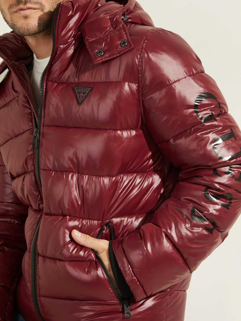 Multicolor Men's Guess Anthony Logo Puffer Jackets Australia Sale | 975CLYPMW