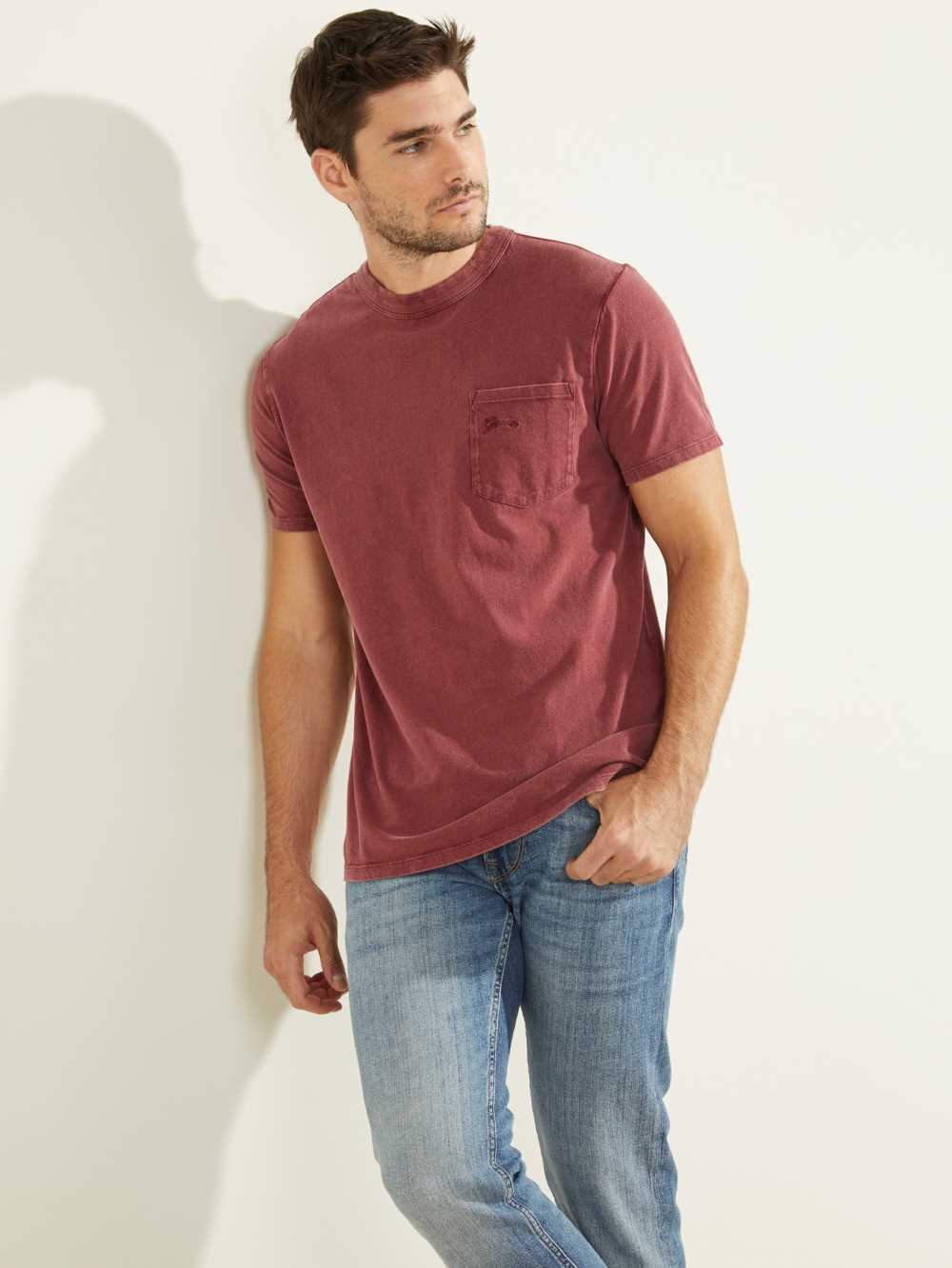 Multicolor Men\'s Guess Sueded Jersey T-shirt Australia Sale | 015OJLZBT