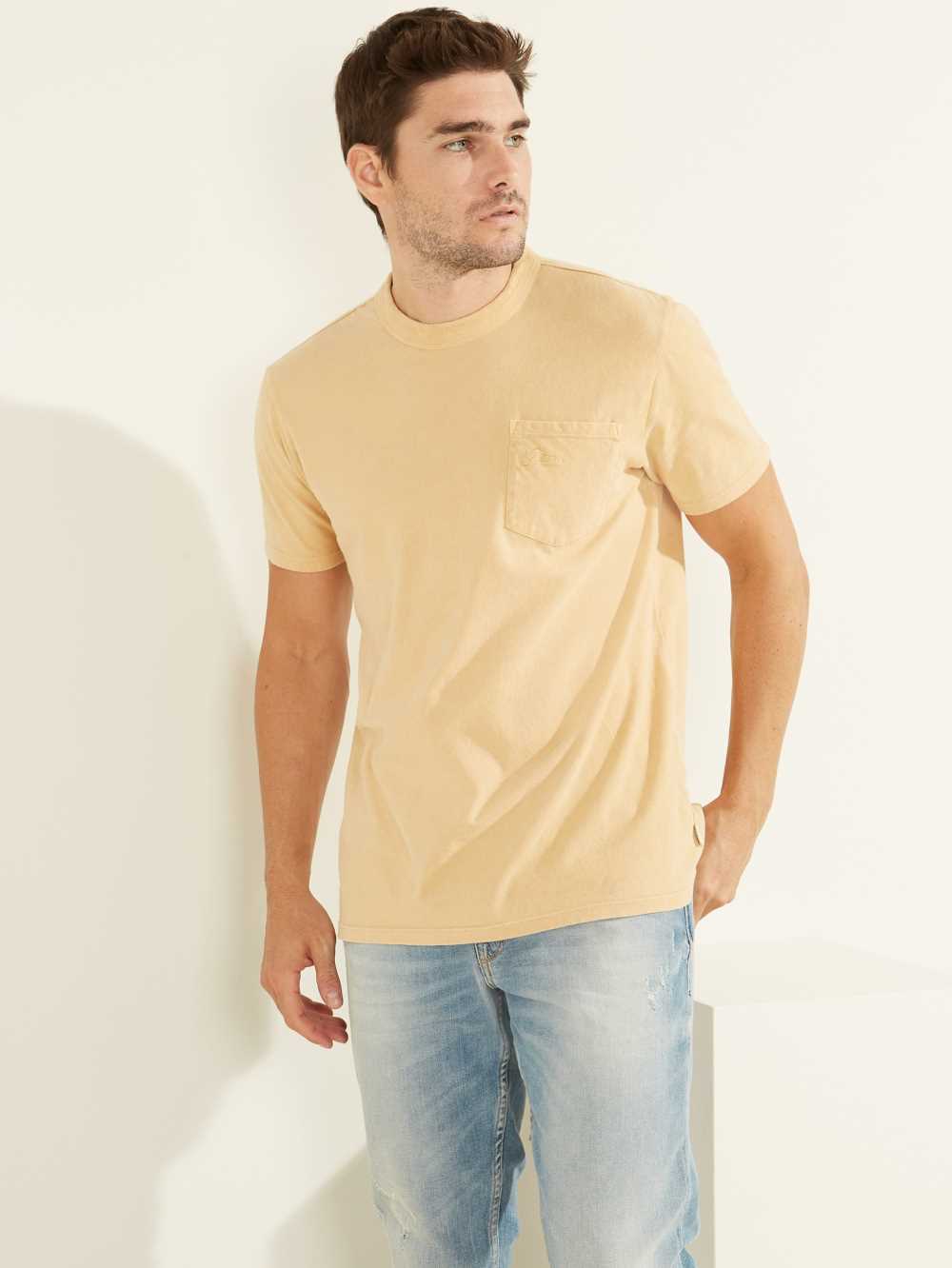 Multicolor Men\'s Guess Sueded Jersey T-shirt Australia Sale | 634TWFJQC