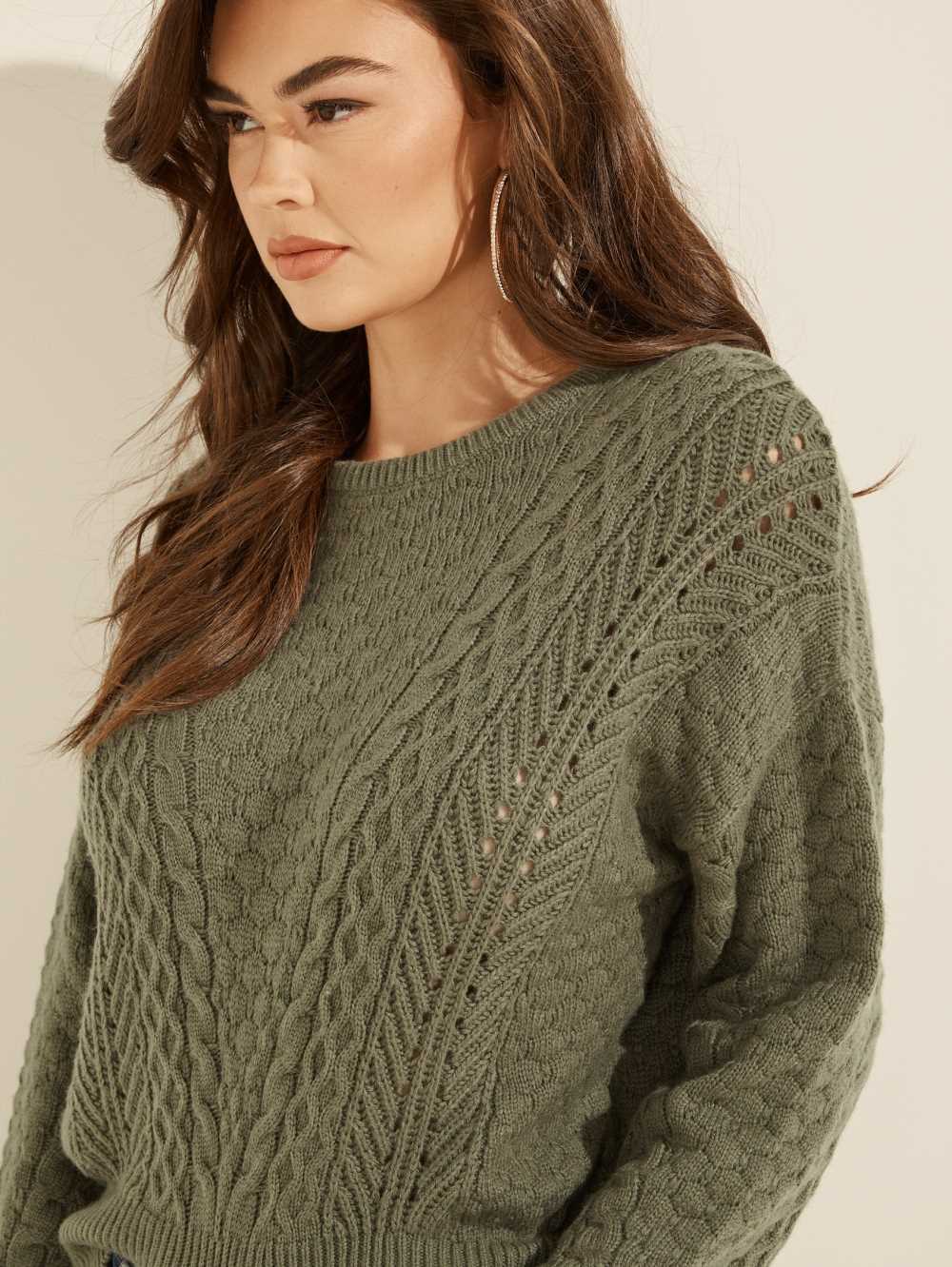 Multicolor Women's Guess Braya Cable Knit Sweaters Australia Sale | 310YKZWPQ
