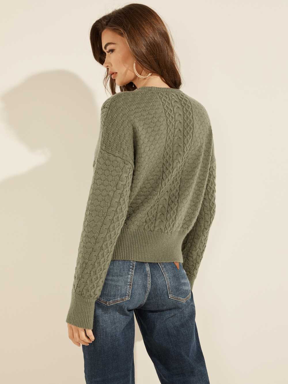 Multicolor Women's Guess Braya Cable Knit Sweaters Australia Sale | 310YKZWPQ