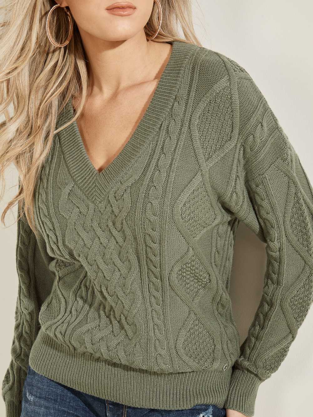 Multicolor Women's Guess Noemi Cable Knit Sweaters Australia Sale | 243MJTOGC