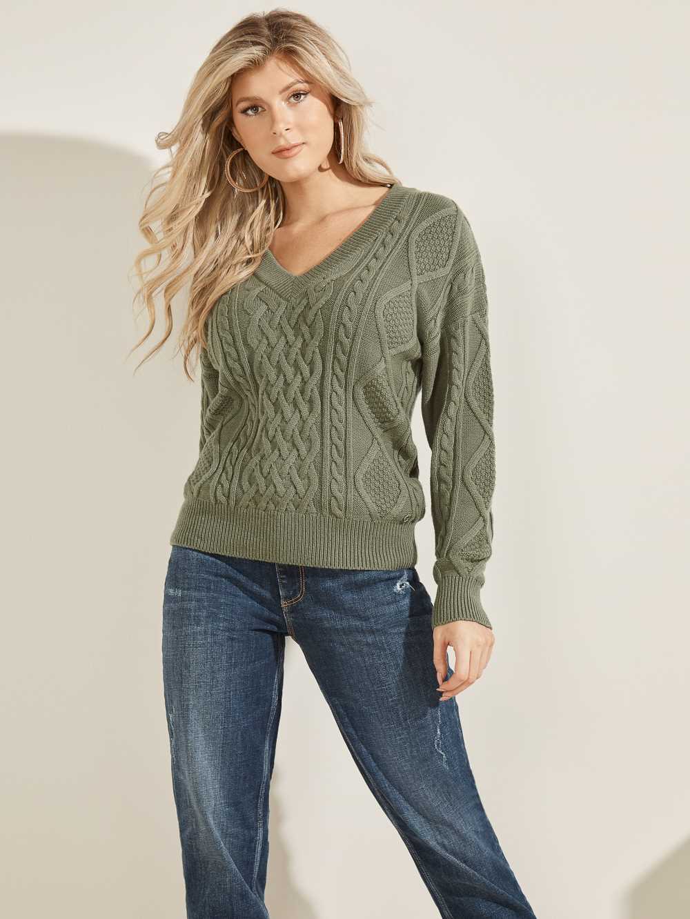Multicolor Women\'s Guess Noemi Cable Knit Sweaters Australia Sale | 243MJTOGC