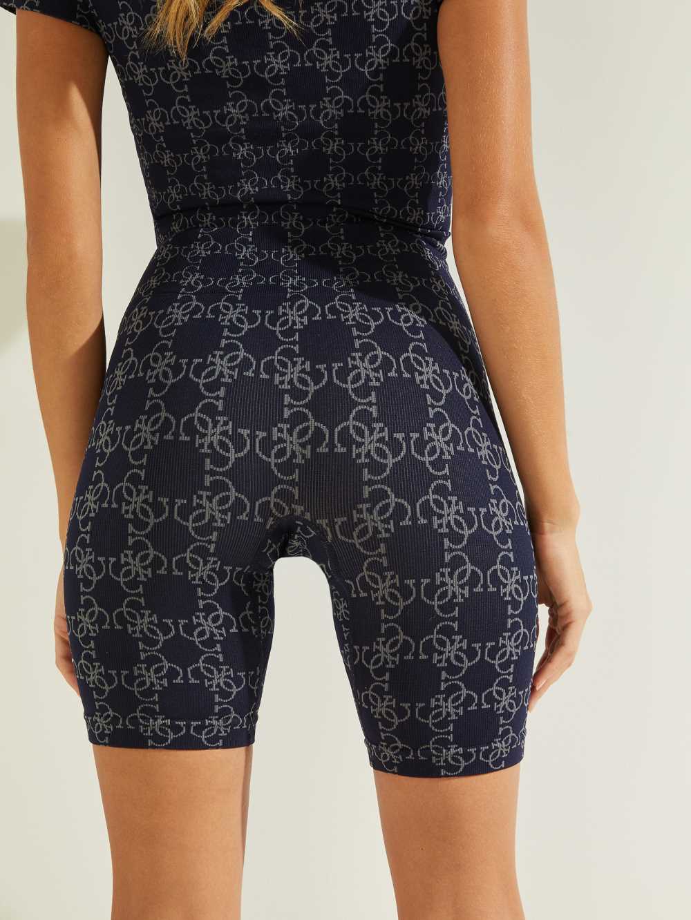 Navy Women's Guess Della Logo Print Shorts Australia Sale | 925DYPLZH