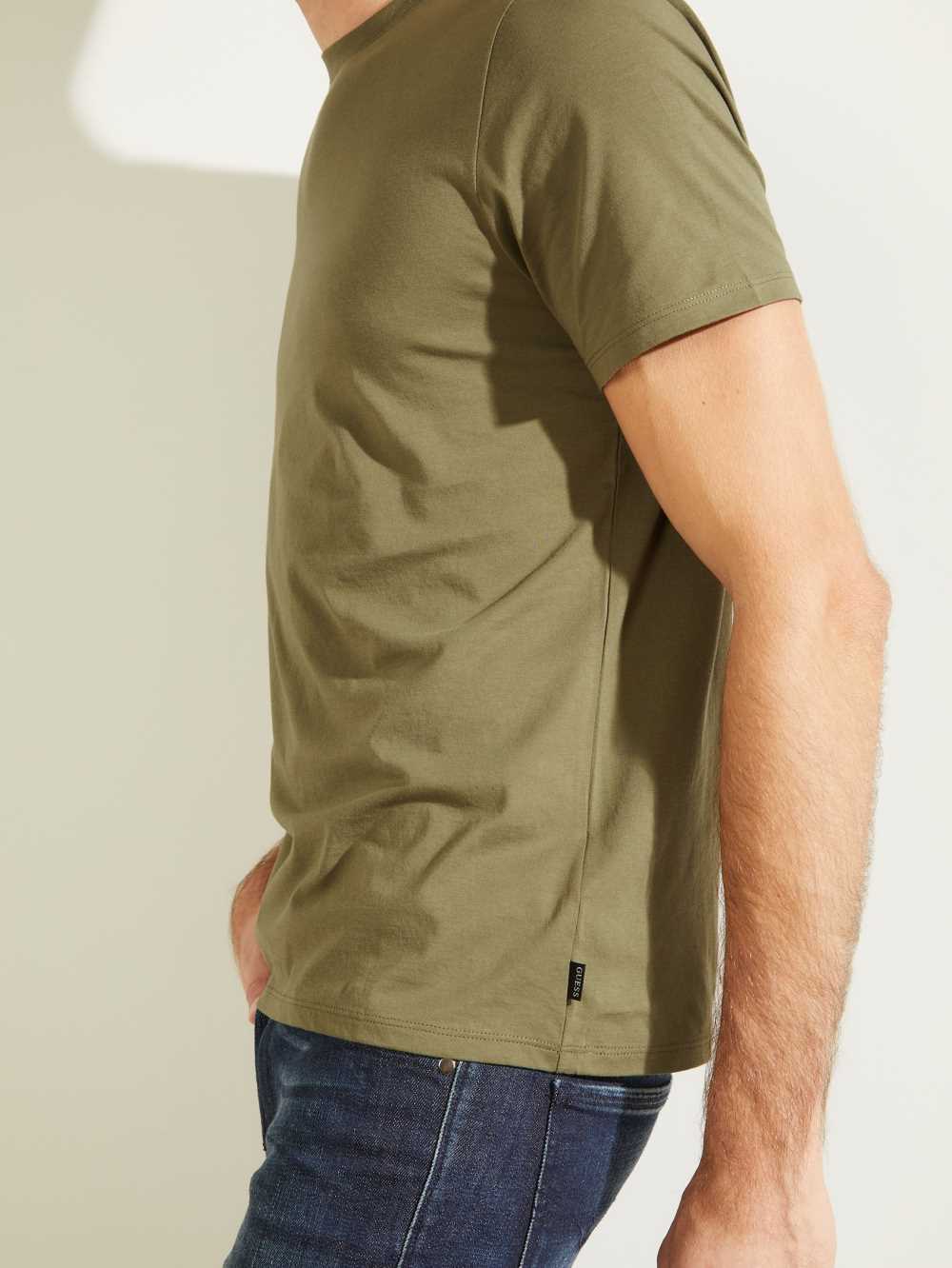 Olive Men's Guess Classic Pima Crew T-shirt Australia Sale | 687QZVTGW