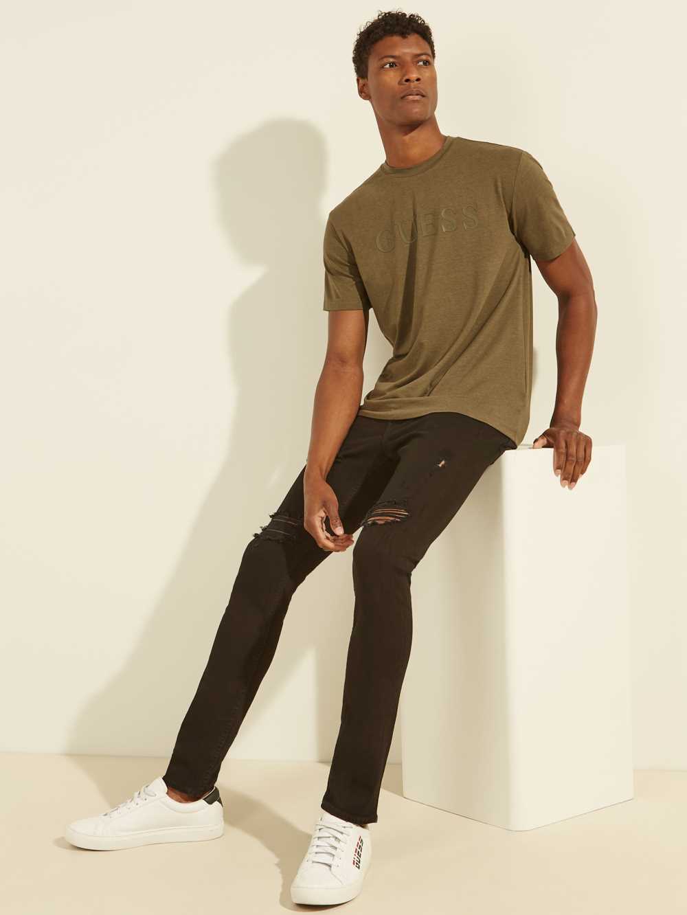 Olive Men's Guess Eco Alphy T-shirt Australia Sale | 297JLSZTC